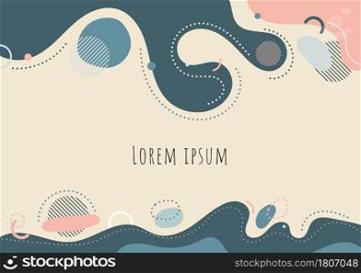 Abstract trendy organic shape composition amorphous forms and lines with circles geometric elements on white background. Vector illustration