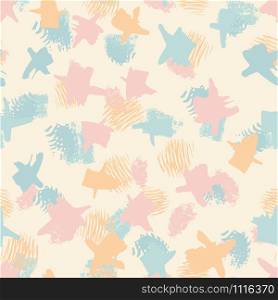 Abstract trendy pastel color brustrokes seamless pattern with hand drawn texture background. Design for wrapping paper, wallpaper, fabric print, backdrop. Vector illustration.. Abstract trendy pastel color brustrokes seamless pattern with hand drawn texture background.