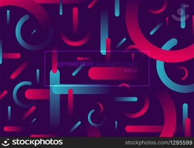 Abstract trendy simple shape geometric rounded line pattern blue and pink vibrant gradient color background. Vector illustration