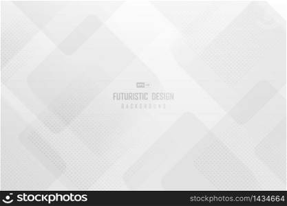 Abstract trendy technology template of white square artwork with halftone design background. Use for ad, poster, template, artwork. illustration vector eps10