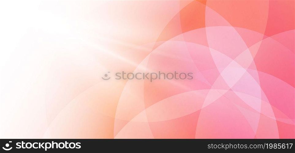 Abstract trendy white and pink circle overlapping background with copy space for text. Suit for poster, cover, banner, flyer, website, brochure, presentation. Vector illustration