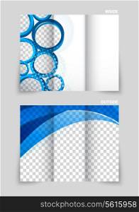 Abstract tri-fold wave blue brochure for booklet folder design