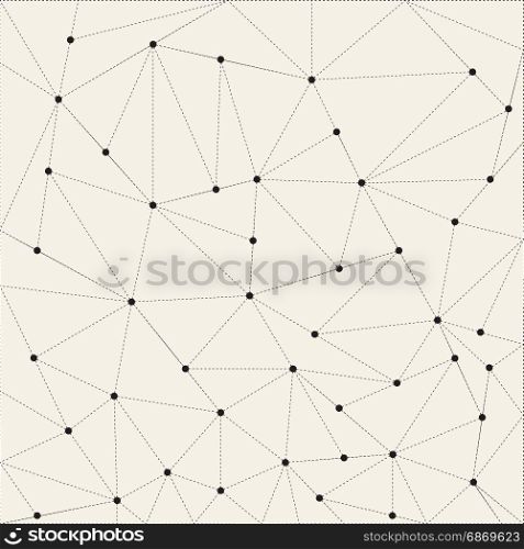Abstract triangle background, dots connected with dashed lines, Vector Illustration