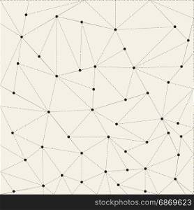 Abstract triangle background, dots connected with dashed lines, Vector Illustration