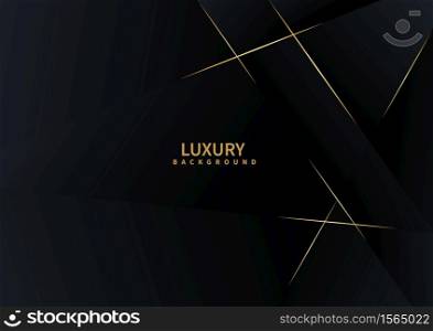Abstract triangle dark background with golden line luxury. Vector illustration