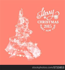 Abstract triangle fir-tree mesh for christmas holiday card. Vector illustration.