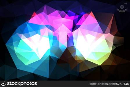 Abstract triangle geometrical multicolored glowing background bright modern infographics crystal, navigation, web