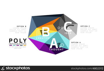 Abstract triangle low poly infographic template. Vector background for workflow layout, diagram, number options or web design