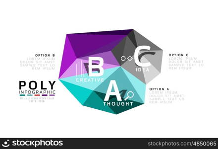 Abstract triangle low poly infographic template. Vector background for workflow layout, diagram, number options or web design