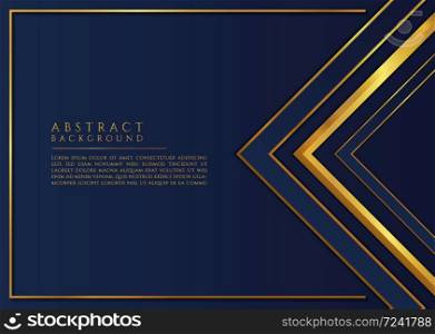 Abstract triangle shape luxury design blue and gold color overlap layer style. vector illustration.