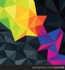 Abstract triangles background with colorful accented area, vector.