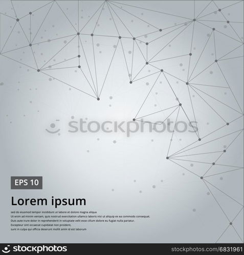 Abstract triangles space low poly. White background with connecting dots and lines. Light connection structure. Polygonal vector background