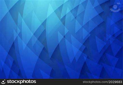 Abstract triangles swirl geometric template design of gradient blue color. Overlapping for futuristic template background. Illustration vector