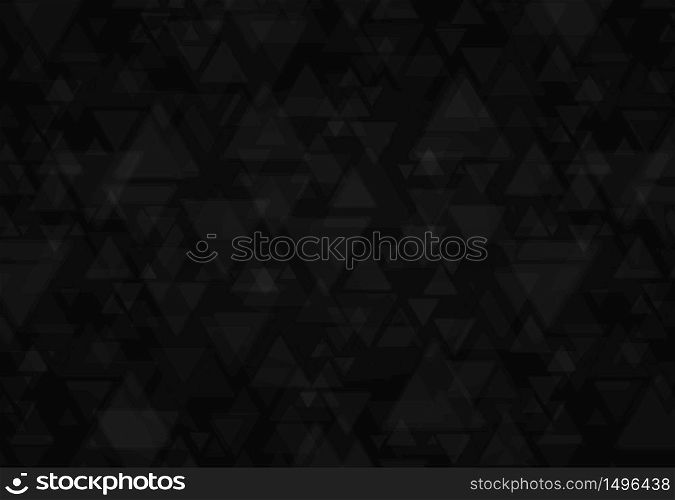 Abstract triangles tech design pattern of technology on black background. Decorate for ad, poster, artwork, template design, print. illustration vector eps10