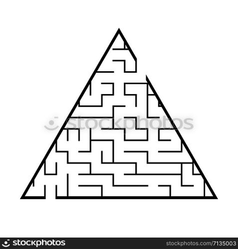 Abstract triangular labyrinth. Game for kids. Puzzle for children. One entrance, one exit. Labyrinth conundrum. Flat vector illustration isolated on white background. Abstract triangular labyrinth. Game for kids. Puzzle for children. One entrance, one exit. Labyrinth conundrum. Flat vector illustration isolated on white background.