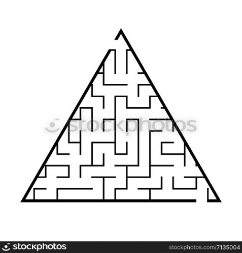 Abstract triangular labyrinth. Game for kids. Puzzle for children. One entrance, one exit. Labyrinth conundrum. Flat vector illustration isolated on white background. Abstract triangular labyrinth. Game for kids. Puzzle for children. One entrance, one exit. Labyrinth conundrum. Flat vector illustration isolated on white background.