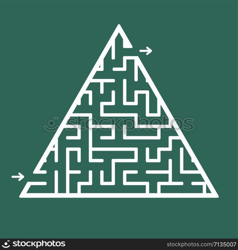 Abstract triangular labyrinth. Game for kids. Puzzle for children. One entrance, one exit. Labyrinth conundrum. Flat vector illustration isolated on color background. Abstract triangular labyrinth. Game for kids. Puzzle for children. One entrance, one exit. Labyrinth conundrum. Flat vector illustration isolated on color background.