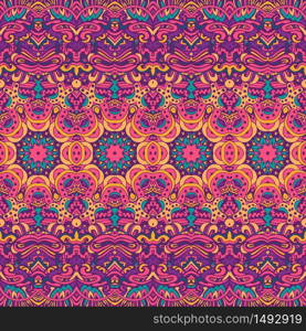 Abstract Tribal vintage indian textile ethnic seamless pattern ornamental. Vector colorful geomertric art background. Colorful Tribal Ethnic Festive Abstract Floral Vector Pattern