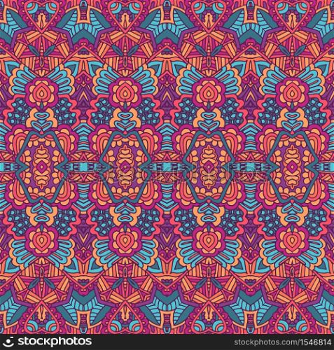 Abstract Tribal vintage indian textile ethnic seamless pattern ornamental. Vector colorful geomertric art background. Abstract festive colorful floral vector ethnic tribal pattern