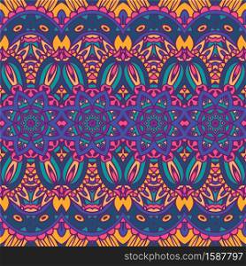 Abstract Tribal vintage indian textile ethnic seamless pattern ornamental. Vector colorful geomertric art background. Vector seamless pattern african art batik ikat. Ethnic print vintage fabric design.