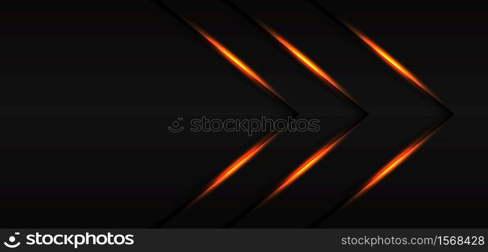 abstract triple gold light line arrow direction on dark grey blank space design modern luxury futuristic background vector illustration