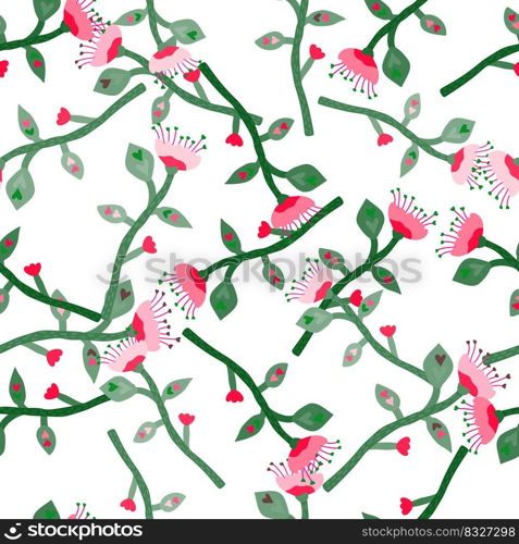 Abstract troπcal flower seam≤ss pattern. Decoration botanical floral wallpaper. Contemporary plants end≤ss ornament. Simp≤design for fabric, texti≤pr∫, wrapπng paper, cover. Abstract troπcal flower seam≤ss pattern. Decoration botanical floral wallpaper.