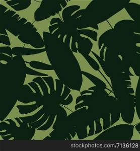 Abstract tropical pattern, botanical leaf seamless pattern. Palm leaves backdrop. Modern exotic design for printing, textile, fabric, fashion, interior, wrapping paper. Vector illustration. Abstract tropical pattern, botanical leaf seamless pattern.