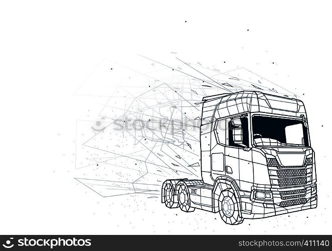 Abstract Truck Low Poly Wireframe