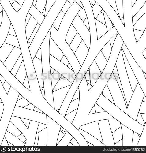 Abstract trunk seamless pattern. Black and white illustration. Monochrome repeating pattern.