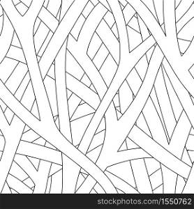 Abstract trunk seamless pattern. Black and white illustration. Monochrome repeating pattern.