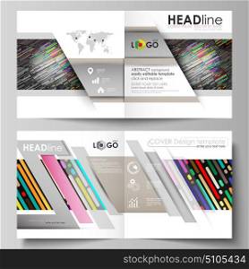 Abstract tubes and dots. Glowing multicolored texture. Business templates for square design bi fold brochure, flyer, booklet, report. Leaflet cover, vector layout. Colorful background made of stripes.. Business templates for square design bi fold brochure, magazine, flyer, booklet or annual report. Leaflet cover, abstract flat layout, easy editable vector. Colorful background made of stripes. Abstract tubes and dots. Glowing multicolored texture.