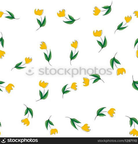 Abstract tulips on a white background.For fabric, baby clothes, background, textile, wrapping paper and other decoration. Vector seamless pattern EPS 10
