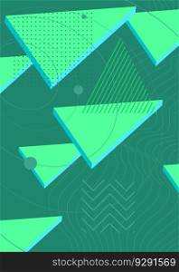 Abstract Turquoise≥ometric shapes background. Vibrant simp≤vector ban≠r, poster. Retro graφc old≥ometrical busy psychodelic volumetric art illustration.