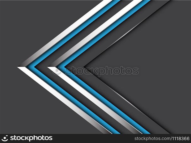 Abstract twin blue silver line direction on grey design modern luxury futuristic background vector illustration.