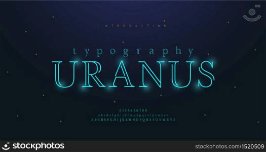 Abstract urban thin line font alphabet. Minimal modern neon fonts and numbers. Typography typeface uppercase lowercase and number. vector illustration