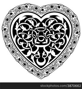 Abstract valentine day tatto heart with ornamental border