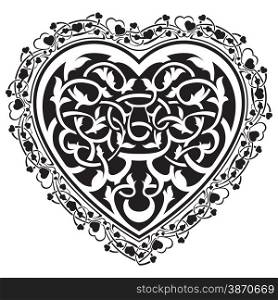 Abstract valentine day tatto heart with ornamental border