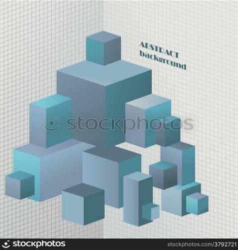Abstract vector 3D illustration on a squared notebook sheet