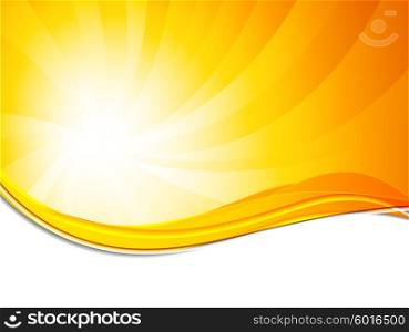Abstract vector background. Abstract background in orange color with sun shine effect