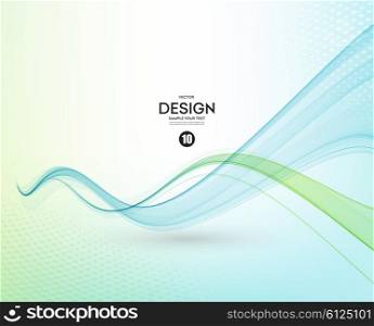 Abstract vector background, blue and green transparent waved lines for brochure, website, flyer design. Blue green smoke wave. Blue green wavy background