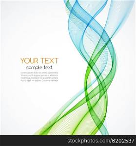 Abstract vector background, blue and green transparent waved lines for brochure, website, flyer design. Blue and green smoke wave. Blue and green wavy background