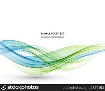 Abstract vector background, blue and green waved lines for brochure, website, flyer design. Transparent wave
