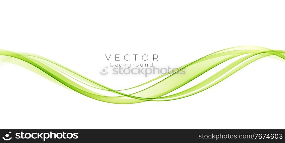 Abstract vector background, color flow waved lines for brochure, website, flyer design. Green Transparent smooth wave. Abstract colorful vector background, color wave for design brochure, website, flyer.