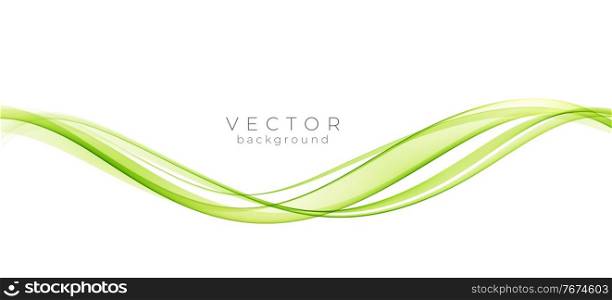 Abstract vector background, color flow waved lines for brochure, website, flyer design. Green Transparent smooth wave. Abstract colorful vector background, color wave for design brochure, website, flyer.