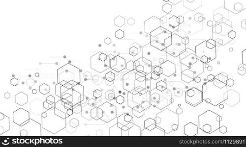 abstract vector background. Concept hexagon with lines and dots .Vector Illustration For Wallpaper, Banner, Background, Card, landing page , etc