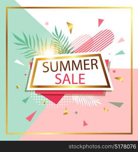 Abstract vector background for seasonal summer sale. Shining banner in retro style.