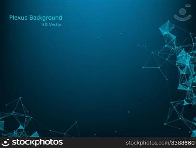 Abstract vector background. Futuristic polygonal style card. Background for business presentations. Molecular structure. Lines plexus in 3d. Cybernetic dots, creative banner.