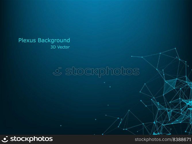 Abstract vector background. Futuristic style card. Background for business presentations. Molecular structure. Lines, point, planes in 3d space. Cybernetic dots, creative banner.