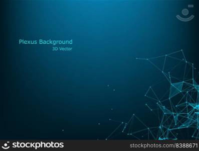 Abstract vector background. Futuristic style card. Background for business presentations. Molecular structure. Lines, point, planes in 3d space. Cybernetic dots, creative banner.