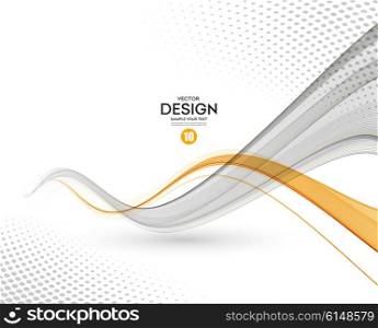Abstract vector background, gray and orange waved lines for brochure, website, flyer design. illustration eps10